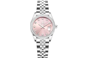SHENGKE Women's Crystal Accented with Solid Alloy Steel Band Watch Elegant Dress Quartz Calendar Watches for Women