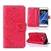 Produktbild LikeCase Galaxy S7 Edge Hüllen Solide Schwarz Drucken(Schmetterling Weinstock)PU Ledercase Tasche Hüllen Schutzhülle Muster Design Etui Brieftasche Ledertasche mit Handschlaufe Neu Zubehör im Bookstyle Cover (Rote)