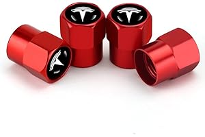 Hisport Hex 016 Red 4pcs Universal Car Tire Valve Stem Caps Air Cover Fit Tesla Accessories