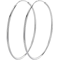 KEZEF Orecchini A Cerchio In Argento Per Donna - Cerchi In Argento 925-2 Mm Di Spessore - Piccoli Orecchini A Cerchio In Argento Per Uomo - Orecchini In Argento Ipoallergenici 12 Mm
