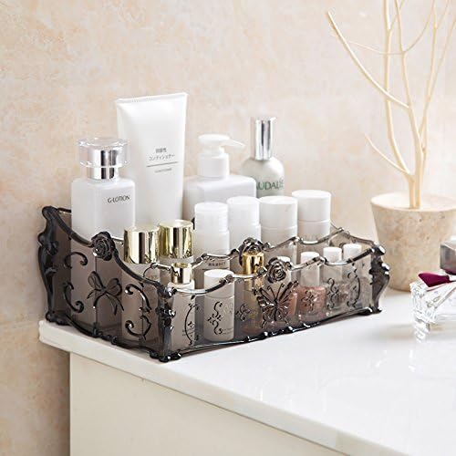 YINGBO Acrylic Jewelry and Cosmetic Storage Makeup Organizer Transparent Acrylic Material Cosmetic Organizer with Three adjustable spaces (grey)