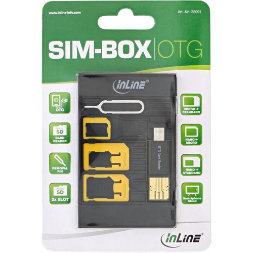 InLine 35091 SIM-BOX, Simkartenadapter und Zubehörbox mit OTG Kartenleser schwarz - 5