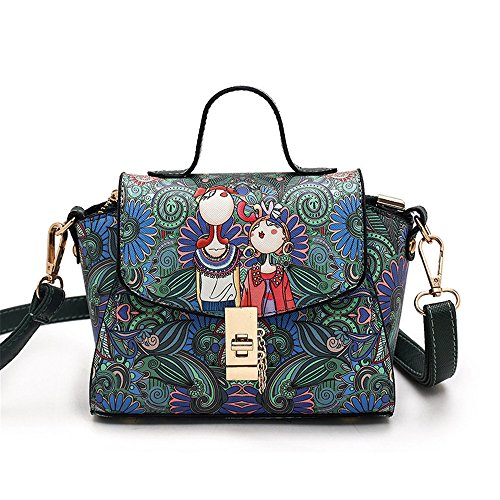 Preisvergleich Produktbild FLYMD Reisetasche Umhängetasche Womens Handtaschen Top Griff Taschen Schultertasche Schulranzen für Damen mit Langen Cross Body Strap Damen Vintage Handtasche