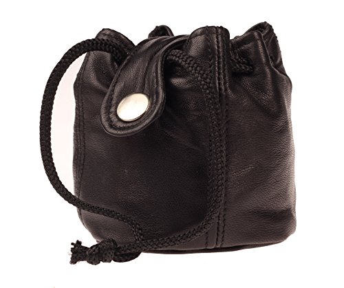 Preisvergleich Produktbild Felex Lederbeutel schwarz / ECHT LEDER - weich und geschmeidig / 9x8x8cm / Ledersack / Wikinger-Beutel / Dukatenbeutel / Tabakbeutel meidig