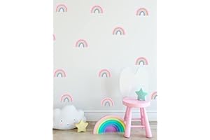 QUOTEMYWALL 24 Pastel Colour Rainbows Wall Stickers Children's Wall Decals For Nursery Kids Bedroom Removable Wall Art