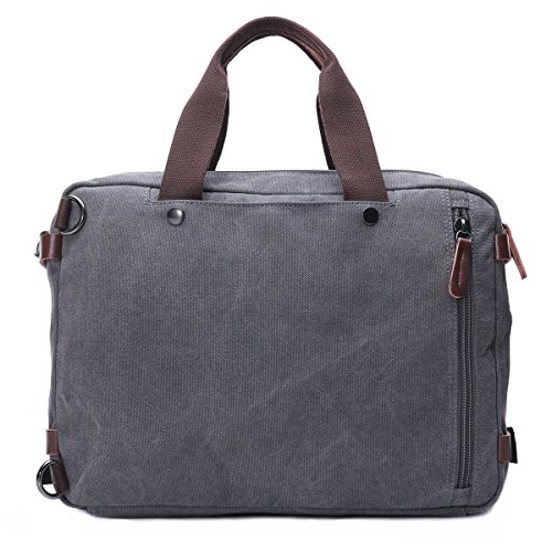 BAOSHA HB-22 Vintage Leinwand Herren Aktenkoffer Rucks  cke Arbeitstasche Umh  ngetasche Schultertasche Canvas Laptoptasche f  r 14 Zoll Grau