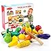 Produktbild BAKHK Küchenspielzeug Holz für Kinder Obst Gemüsen Spielzeug, 34-TLG., Lebensmittel Schneiden mit Klett-Verbindung