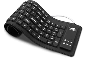 Upgrade UK Layout Flexible Keyboard, CEEBON Waterproof Foldable Portable Soft Silicone Keyboard USB Wired Roll-up Silica Gel Computer PC Desktop Keyboard for Laptop Notebook PC Mac (Black)