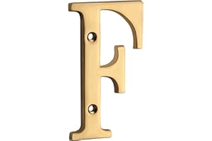 HASWARE 10,2 cm Messing, moderne, kurvige Hausnummer, poliertes Messing, stilvolle Türnummern, Schild, Straße, Hausadresse, Ziffern (F, Laiton)