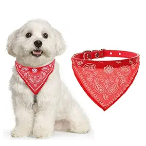 Adjustable Scarf Cum Bandana Cum Neckerchief Collar for Puppy/Cat/Kitten (Red)