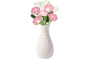 FYGAIN Unbreakable Vase for Flowers, Ceramic Look Plastic Vase for Home Decor, Living Room, Table