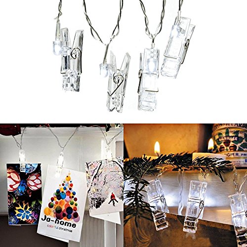AFAITH LED Foto Hanging Clips Lichterketten, Foto Clip-Schnur-Licht (3M / 20 LEDs; 3 Modi) – Multicolor, ideal für die Raumdekoration / Weihnachten / Party-Foto-Halter mit Clips - 6