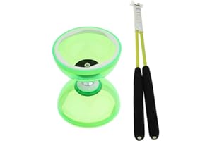 predolo Diabolo Professionnel à 3 Roulements avec Baguettes Kit d'embrayage Jouet de Jonglage 12cm, Vert