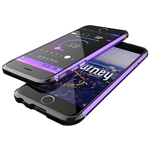 iPhone 6   6S 4 7  Funda   SHANGRUN Metalico Metal Aluminio Bumper Protectora Protector Funda Tapa Caso Carcasa Cover para iPhone 6   6S 4 7  Morado Negro