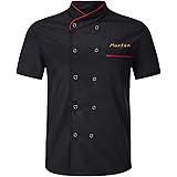 Chef Giacche Manica Corta Chef Cappotto Per Gli Uomini Donne Nero Bianco Chef Uniform Work Shirts (M-4XL Taglie)