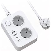 Power Strip Sockets with USB, Extension Plug with Switch, Portable Electric Extension with 2 Outlets, Wall Multiple Plug with