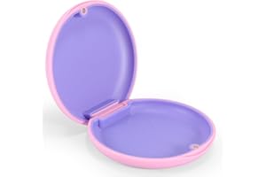 Annhua Retainer Case Slim Partial Denture Box with Magnetic Closure, Dental Retainer Box with Silicone Textured Liner, False Teeth Container for Household| Travel| Office - Pink