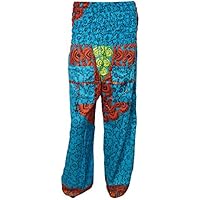 Mogul Interior Indian Ethnic Boho Trousers Blue Mandala Baggy Meditation Harems Pants