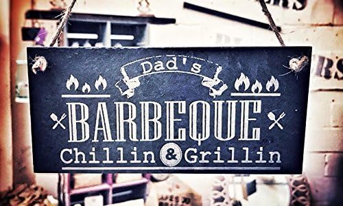 Slate Sign with Engraved Message Dad's BBQ 22x9cm with rope Fathers Day Birthday