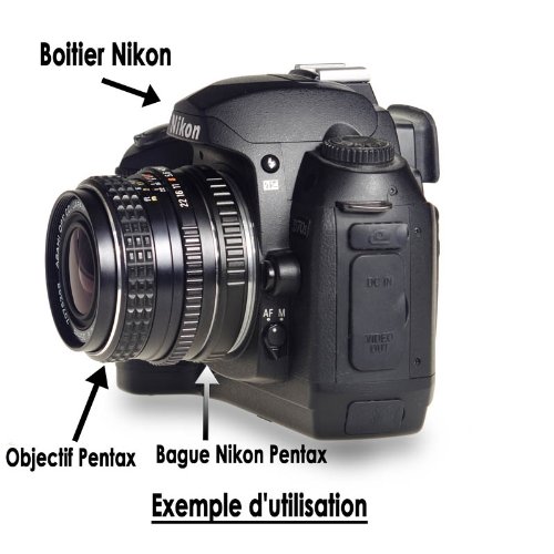 BAGUE D ADAPTATION NIKON PENTAX PENTAX NIKON NI - K K - NI pour la macro - sans mise au point    l infini BOITIER NIKON - OBJECTIF PENTAX