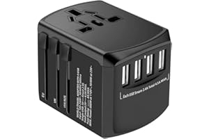 Evershop Reiseadapter Reisestecker Weltweit 224+ Ländern Universal Travel Adapter mit USB und AC Steckdosenadapter Internationaler Netzadapter für Deutschland USA UK Italien Europa Dubai China Usw
