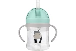 EACHPT Tasse Apprentissage Bebe, 250ml Biberon Eau Bebe, Gobelet Bebe, Bec anti-fuite, paille lestée, gobelet dapprentissage, pour tout-petits de 8 mois et plus (vert)
