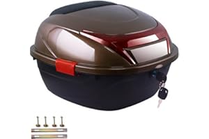 ‎KIMISS Motorrad-Tour-Heckbox, KIMISS Kofferraum-Gepäck-Top-Lock-Aufbewahrung Heckbox Helm-Gepäck-Aufbewahrung Topcase Große Kapazität Universal für Elektromobile (Braun, große Größe)