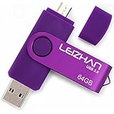LEIZHAN USB Memory Stick 2.0 OTG(On the Go) 64GB Dual Port(USB 2.0 &amp; Micro USB) USB Pendrive Flash Drive For Android Smart Phone Tablet PC Purple