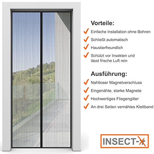Fliegengitter Tür von INSECT-X, Insektenschutz für Balkontür und Terrasentür, Fliegengittertür Fliegenvorhang | hochwertige Ausführung | ohne Bohren | Fliegennetz Vorhang für Türen zum Schutz vor Insekten wie Fliegen und Mücken - 5