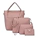 Produktbild Handtasche Damen Set, Longzjhd Mode Frauen Große Schulter Einkaufstaschen Tragegriff Tasche Oppen Crossbody Kleine Brieftasche 4 Stücke Set für Teen Mädchen Schule Hnad Bag