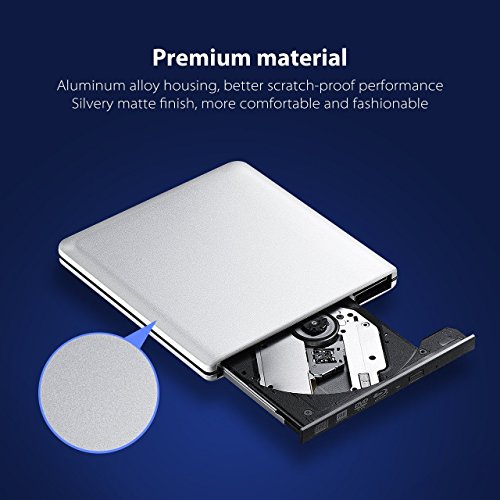 TOPELEK BLU-Ray Lector Grabadora de BD CD DVD Unidad Externa S  per-Slim Port  til con USB 3 0 con Capacidad de Correcci  n de Errores y Reducci  n de Ruido para Mac OS Windows 10 8 7 Vista SE 98 Linux