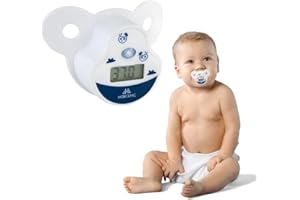 Mobiclinic®, Termometro Digitale Ciuccio, Punta Rotonda, Display LCD, con Memoria, Preciso e Sicuro, Morbido, Custodia Inclusa, per Neonati e Bambini