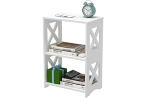 FS-PINGXIANG Bedside Table With Shelf Bedroom Nightstand Cabinets for Bedroom Small Spaces Living Room, White, 40cm x 27cm x 56cm