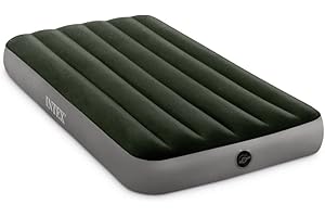 INTEX Matelas prestige downy 1 place large avec gonfleur inclus Fiber-Tech