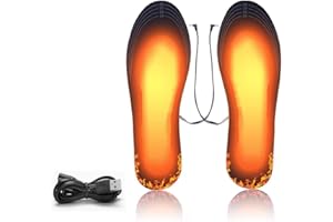 KIPIDA Plantillas calefactables por USB, calentadores de suelas, térmicos de calor, de repuesto, plantillas calefactables, cortables, lavables, calentadores de pies térmicos para hombres y mujeres, talla 35-44