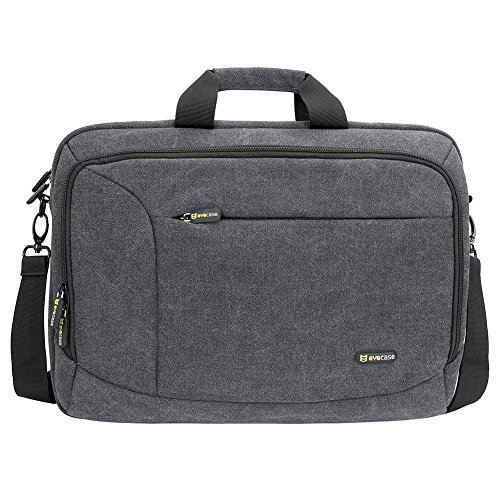 Notebooktasche 15 6  Evecase Universal Canvas Laptop Aktentasche Schutzh  lle mit Zubeh  rf  cher  Lasche f  r Trolleybefestigung f  r Notebook MacBoo
