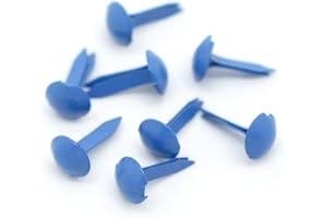 QPSUPPLIES 250 Blue Pastel Round 9mm x 5mm Brads (Bradlets) for Arts and Crafts