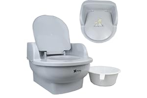 Twinly - Orinal infantil para bebé Potly con vaso extraible - WC inodoro de aprendizaje - Ligero, práctico y muy fácil de limpiar - Ergonómico y cómodo para niños (Gris)