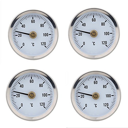 KKmoon 0-120 ° Bimetall Edelstahl Oberfläche Rohr Thermometer Clip on Temperaturanzeige mit Feder
