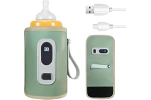 HRKVSK Tragbar Baby Flaschenwärmer, USB Babyflaschenwärmer mit LCD-Display, Flaschenwärmer Baby Unterwegs, Baby Milchwärmer, Baby Flaschenwärmer Unterwegs, für Zuhause, Outdoor, Reisen, Auto(Gün)