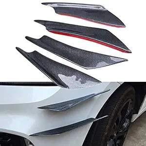 AutoTrends 4pcs Universal, Carbon Fiber Color Car Front Bumper Fins Body Spoiler Canards.