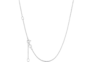 ChicSilver Chaîne Collier en Sterling Argent 925 pour Femme,Maille Plaqué Or 18 Carats Largeur 1,1/1,5 mm-Longueur 40 à 60 cm,Colliers Chaine Rolo pour Pendentif avec Boîte Bijou Cadeau