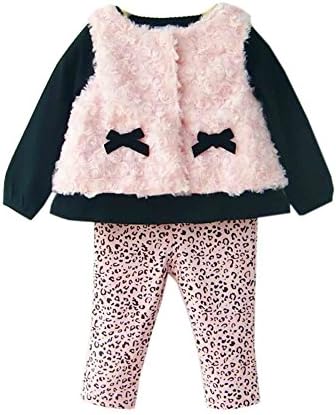 Arrowhunt Baby Girls Floral Tops Leggings Vest 3pcs Outfit Clothes Set Black