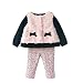 Arrowhunt Baby Girls Floral Tops Leggings Vest 3pcs Outfit Clothes Set Black