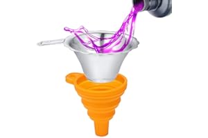 TUZUK 3D Printer Accessories Parts Collapsible Funnel Silicone Foldable Funnels Stainless Steel Resin Filter for Pouring Resin Back Into Bottle for Anycubic Photon Sparkmaker Kelant Orbeat 3D Printer