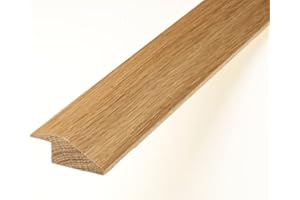 UNIVERSAL MOUDLINGS Threshold Door Strip Solid Oak R Section 12mm Ramp Reducer Trim 90cm for Wood & Laminate Flooring Lacquered