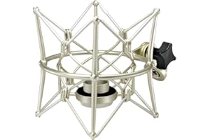 SUUNTOK Microphone Shock Mount Anti-Vibration Mic Holder Spider Recording Mic Shockmount Stand Compatible with Neumann U87 Ai, U89 i and TLM 67 (Champagne)