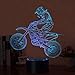 Produktbild YKMY Neuheit 3D Illusion Lampen Motorrad LED Nachtlichter USB 7 Farben Sensor Schreibtischlampe für Outdoor Sports Liebhaber Sammlung