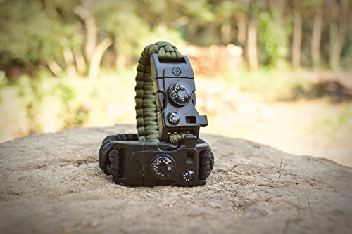 AVENDU 7-in-1 Paracord Survival Armband mit Multitool + Feuerstahl + Kompass + Signalpfeife + Minimesser + Thermometer - 7