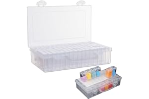 LSYDGN 64 Slots Samen Organizer,Saatgut Aufbewahrungsbox mit Etiketten, Kunststoff Seed Organizer,Perlen Aufbewahrungsbox für Blumensamen,DiamondArt,DIY Schmuck Herstellung,Weiß,22.1x13.5x5.5cm